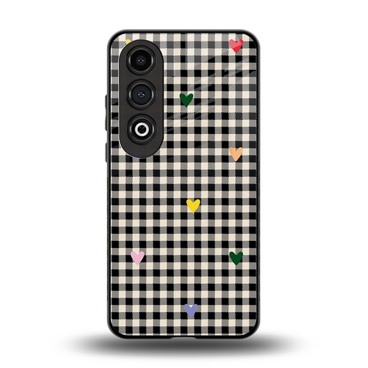Checkered Love back phone cover | glass case for oneplus nord ce 4