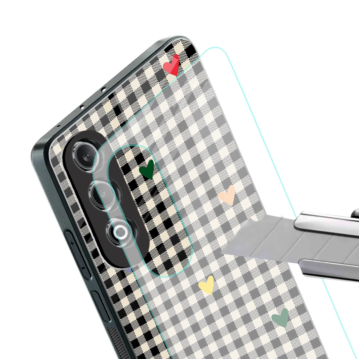 Checkered Love stylish phone case for oneplus nord ce 4 | glossy glass and slim fit