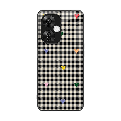 Checkered Love back phone cover | glass case for oneplus nord ce 3 lite