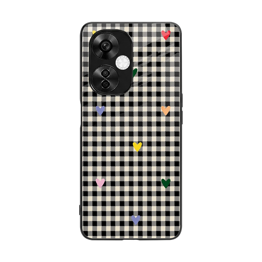 Checkered Love back phone cover | glass case for oneplus nord ce 3 lite