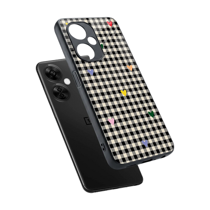 Checkered Love sleek oneplus nord ce 3 lite cover with tempered glass back and TPU edges