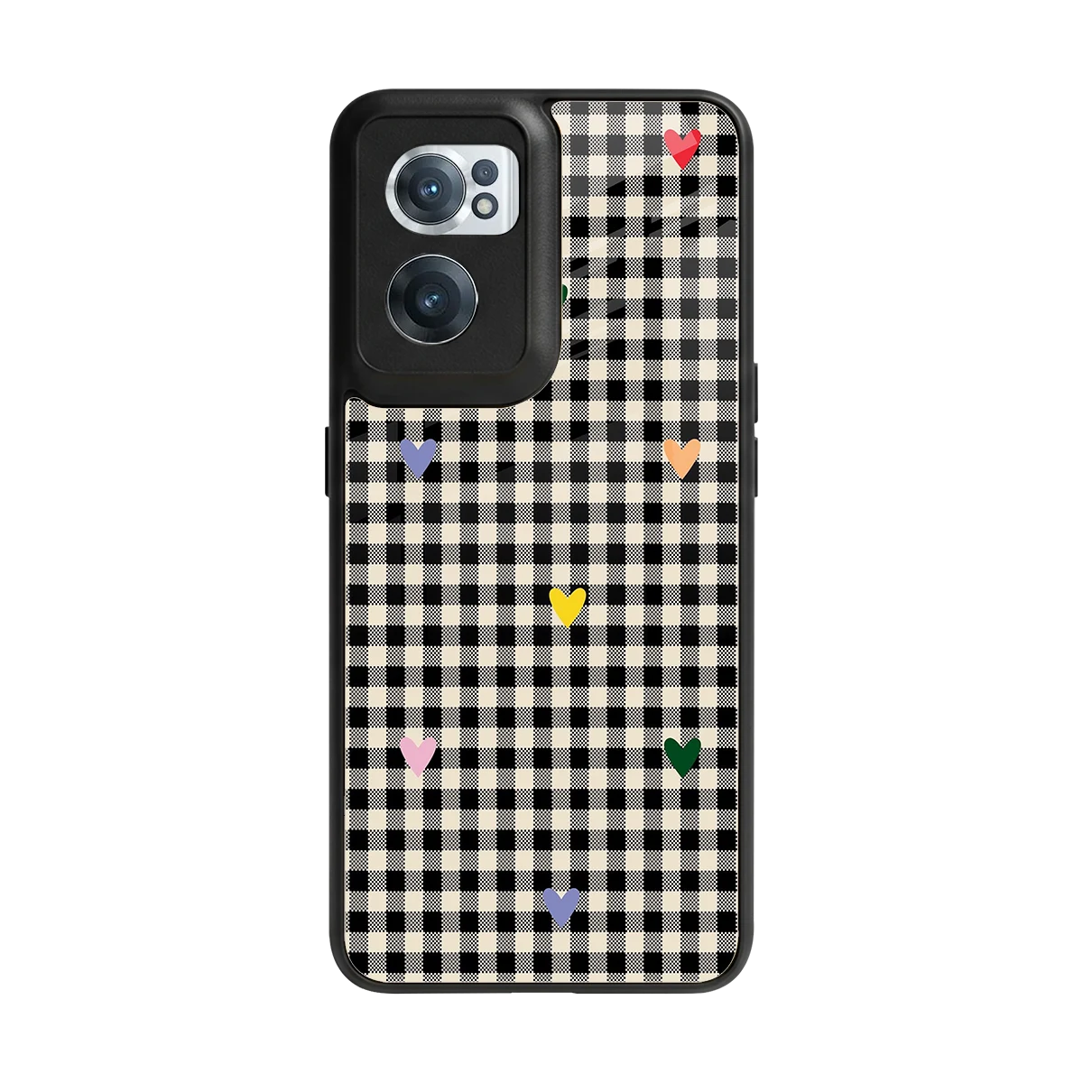 Checkered Love back phone cover | glass case for oneplus nord ce 2