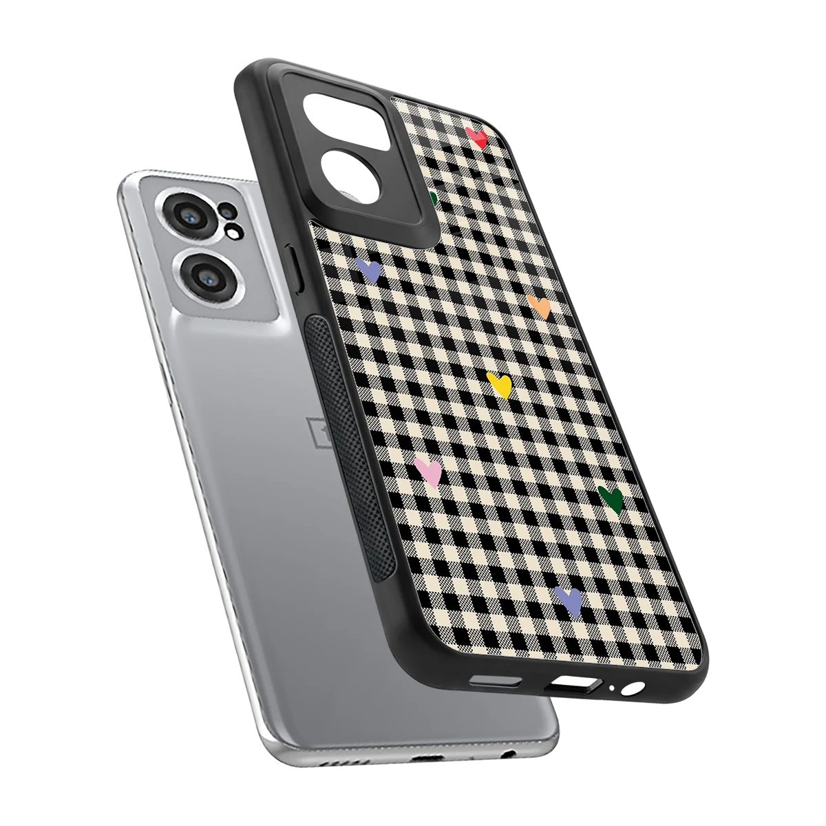 Checkered Love sleek oneplus nord ce 2 cover with tempered glass back and TPU edges