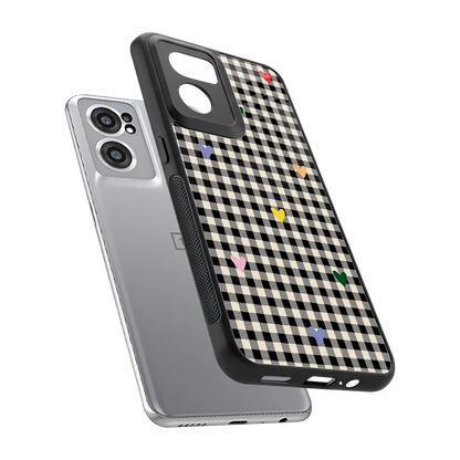 Checkered Love sleek oneplus nord ce 2 cover with tempered glass back and TPU edges