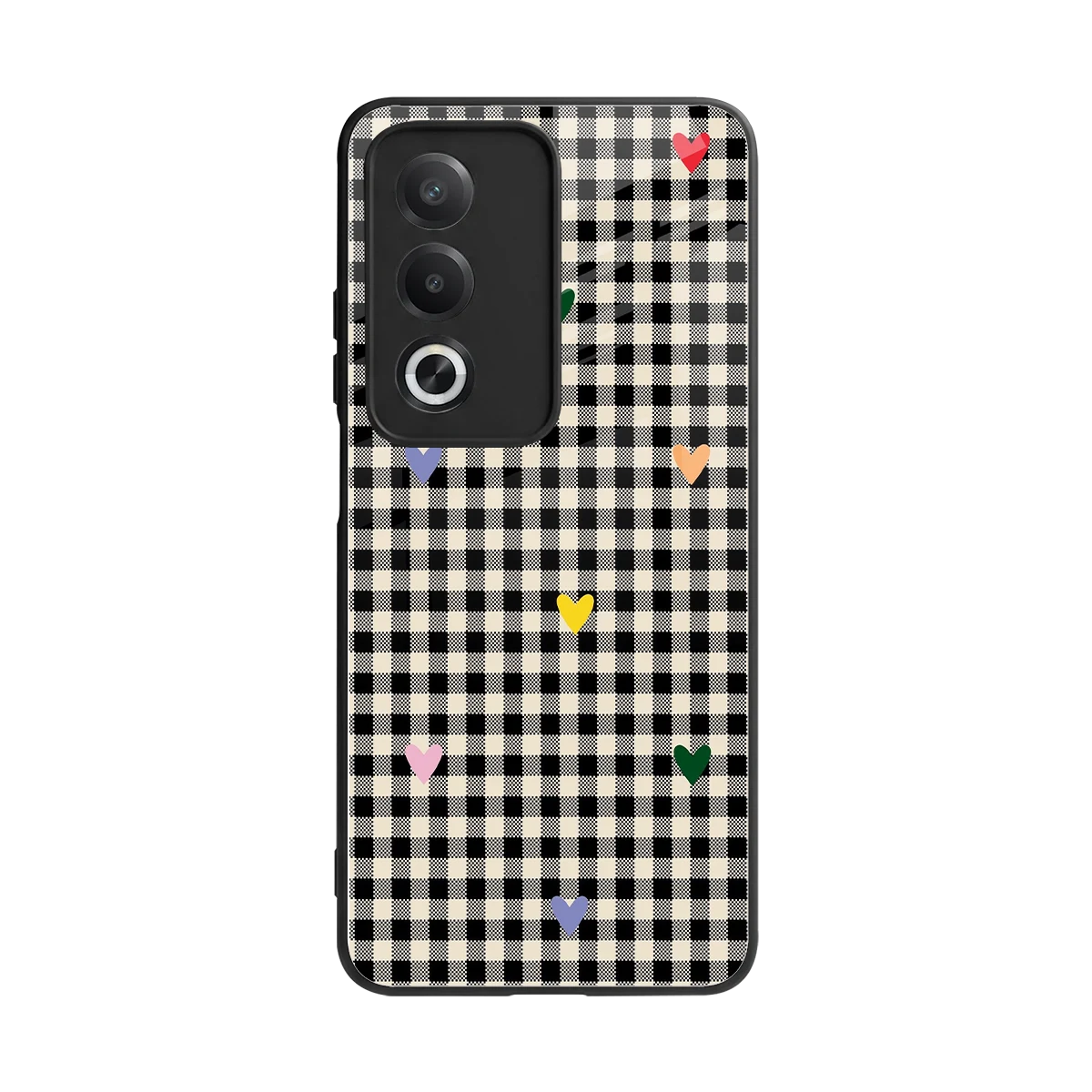 Checkered Love back phone cover | glass case for oppo a3 pro