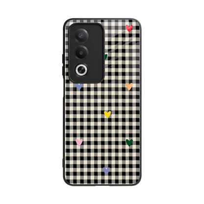 Checkered Love back phone cover | glass case for oppo a3 pro