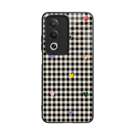 Checkered Love back phone cover | glass case for oppo a3 pro