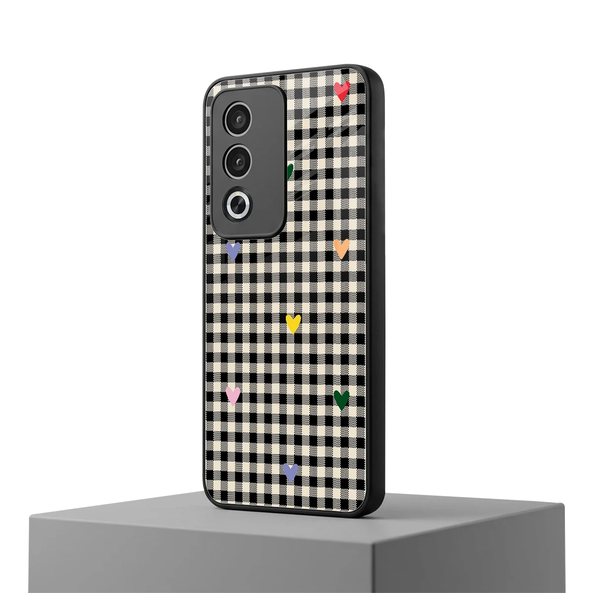 Checkered Love oppo a3 pro mobile cover | shockproof glass phone case