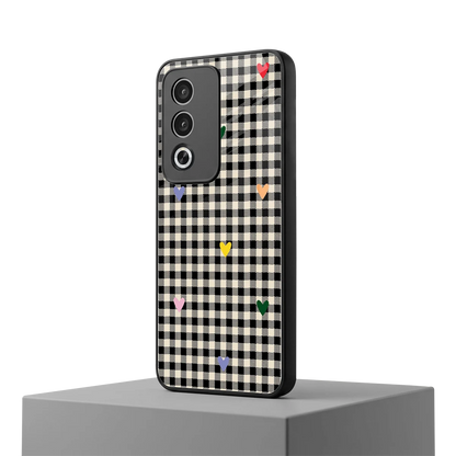Checkered Love oppo a3 pro mobile cover | shockproof glass phone case