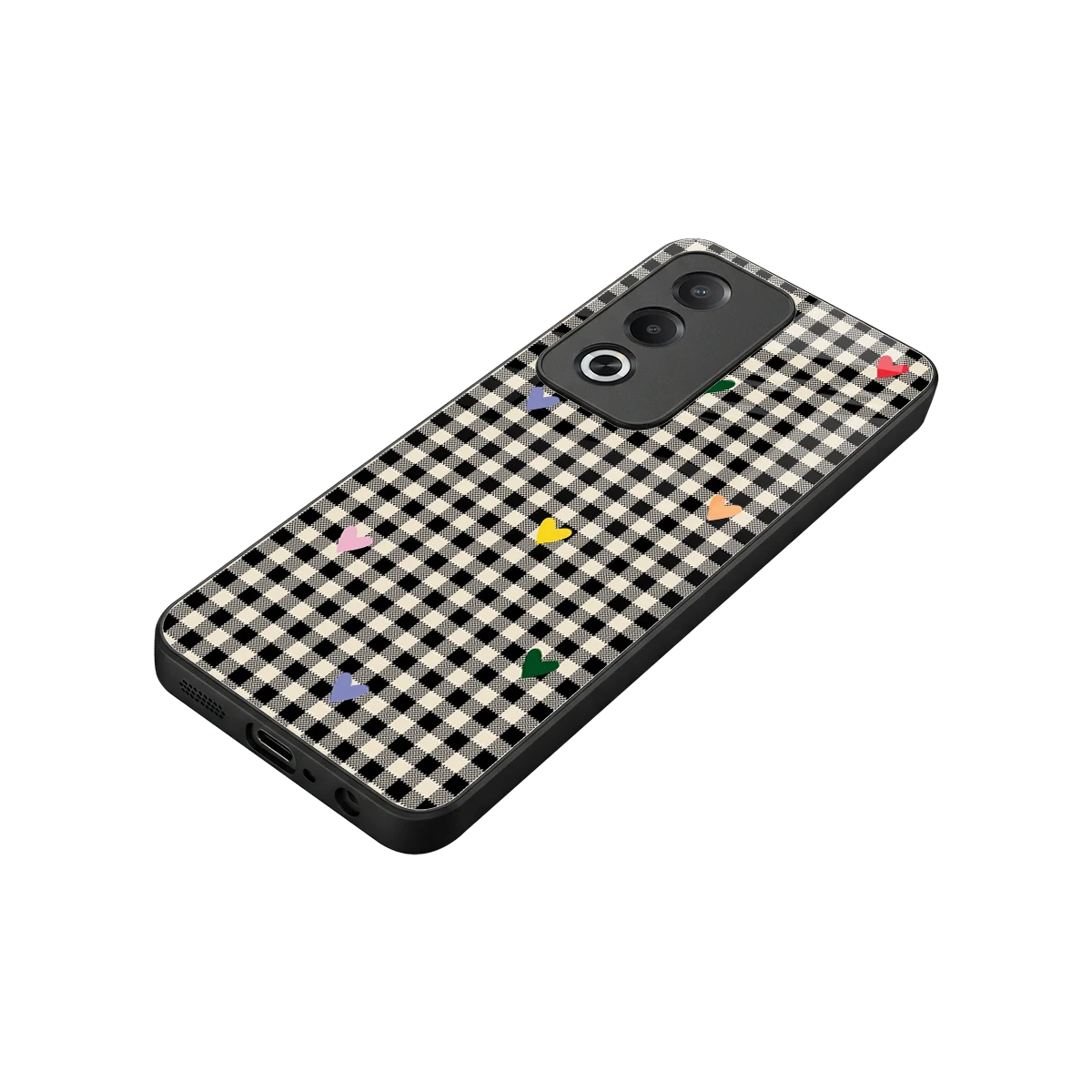Checkered Love stylish phone case for oppo a3 pro | glossy glass and slim fit