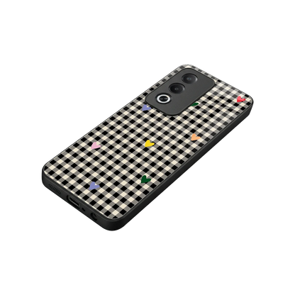Checkered Love stylish phone case for oppo a3 pro | glossy glass and slim fit
