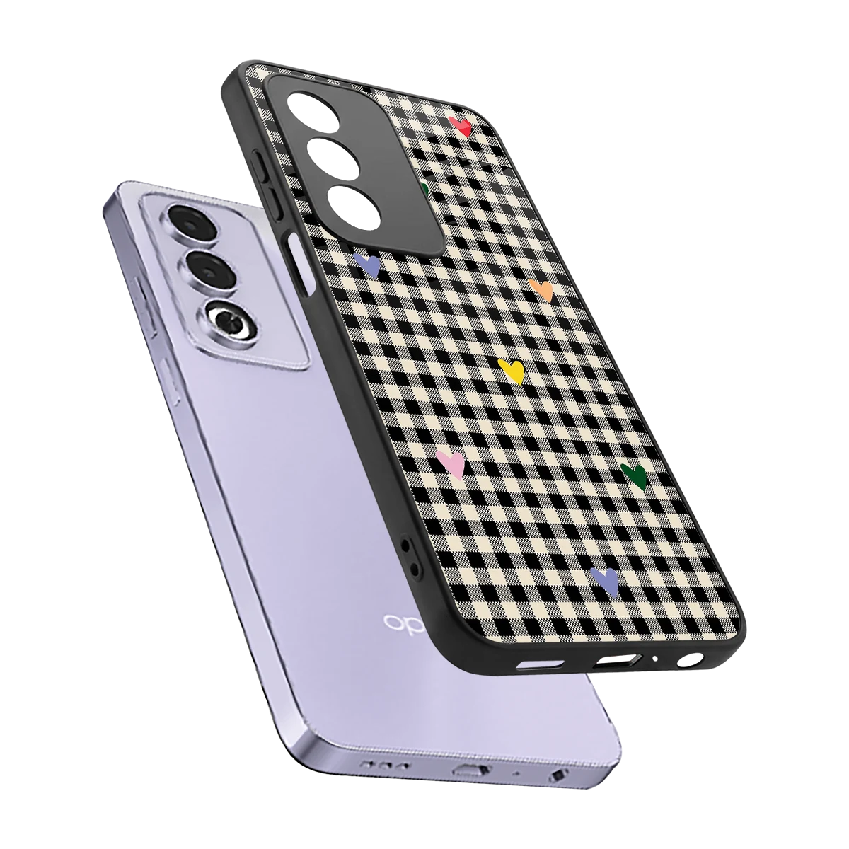 Checkered Love sleek oppo a3 pro cover with tempered glass back and TPU edges