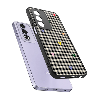 Checkered Love sleek oppo a3 pro cover with tempered glass back and TPU edges