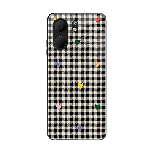 Checkered Love back phone cover | glass case for oppo a5x 5g