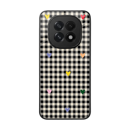 Checkered Love back phone cover | glass case for oppo f29 5g
