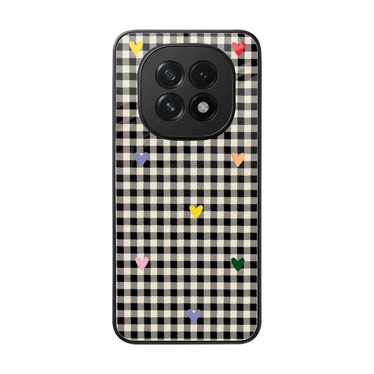 Checkered Love back phone cover | glass case for oppo f29 5g