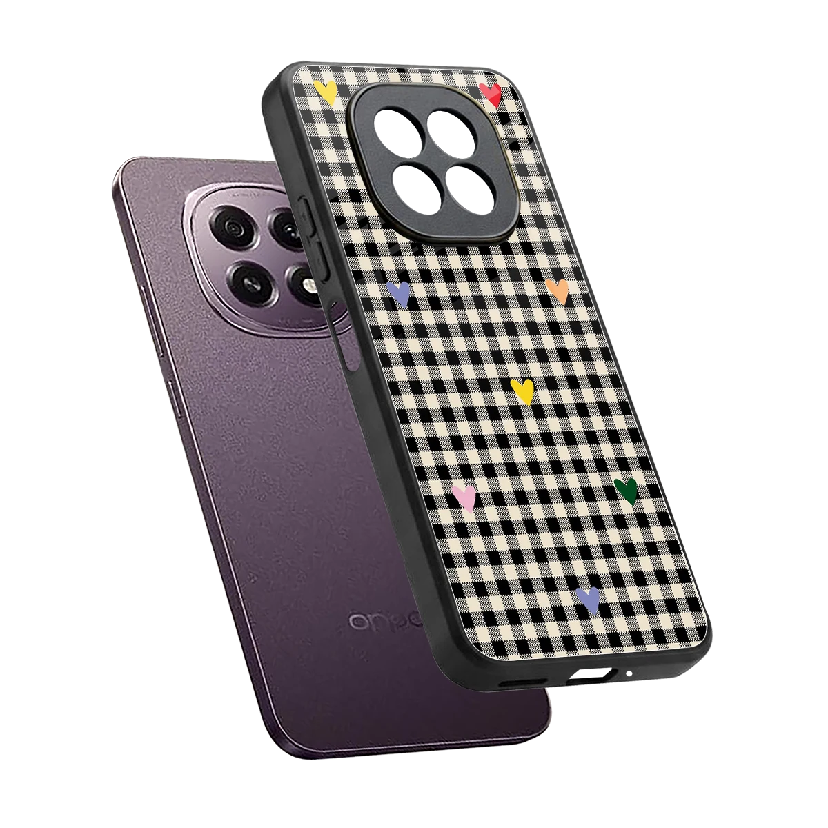Checkered Love sleek oppo f29 5g cover with tempered glass back and TPU edges