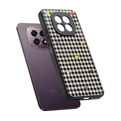 Checkered Love sleek oppo f29 5g cover with tempered glass back and TPU edges