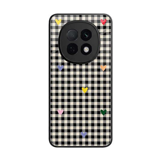 Checkered Love back phone cover | glass case for oppo f29 pro 5g