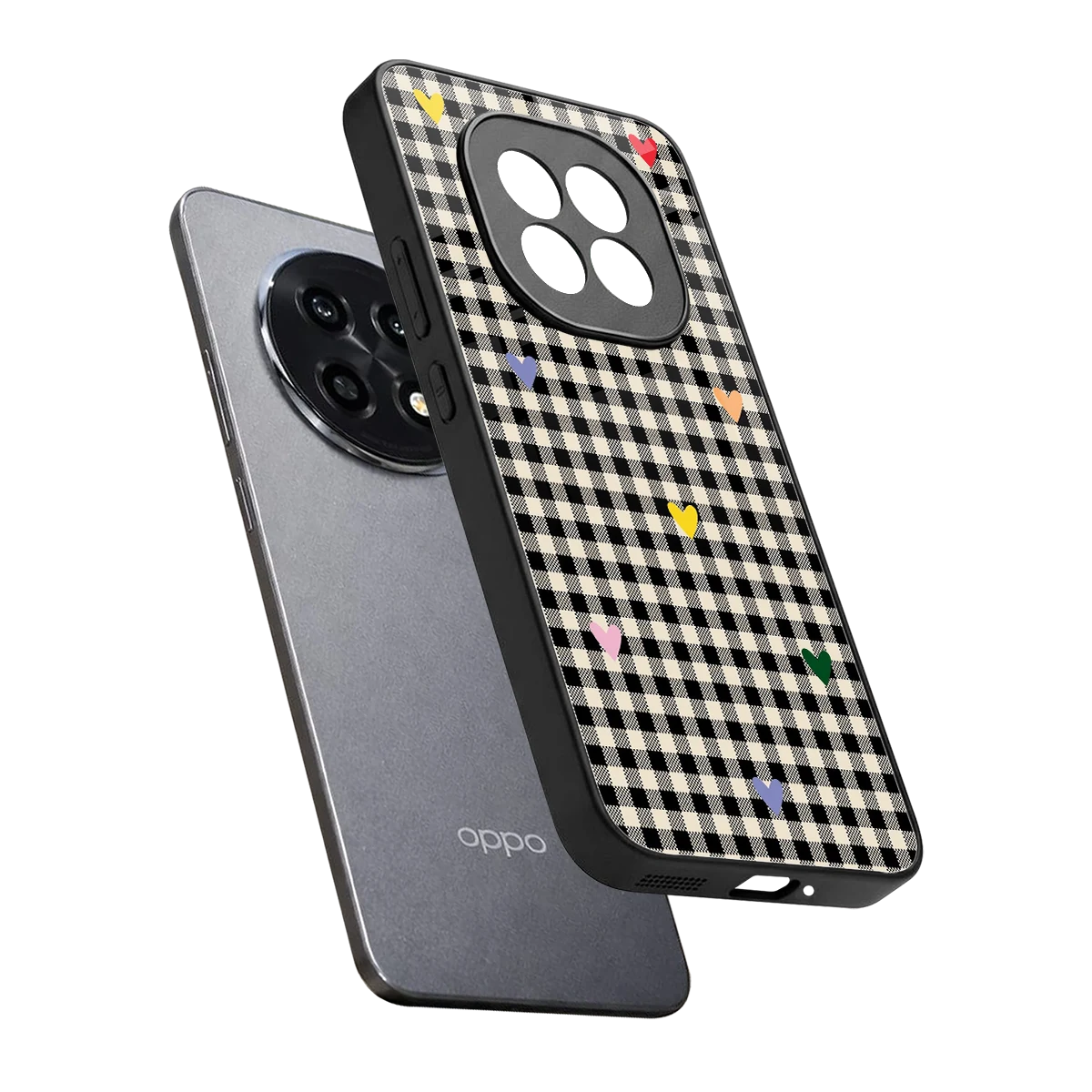 Checkered Love sleek oppo f29 pro 5g cover with tempered glass back and TPU edges