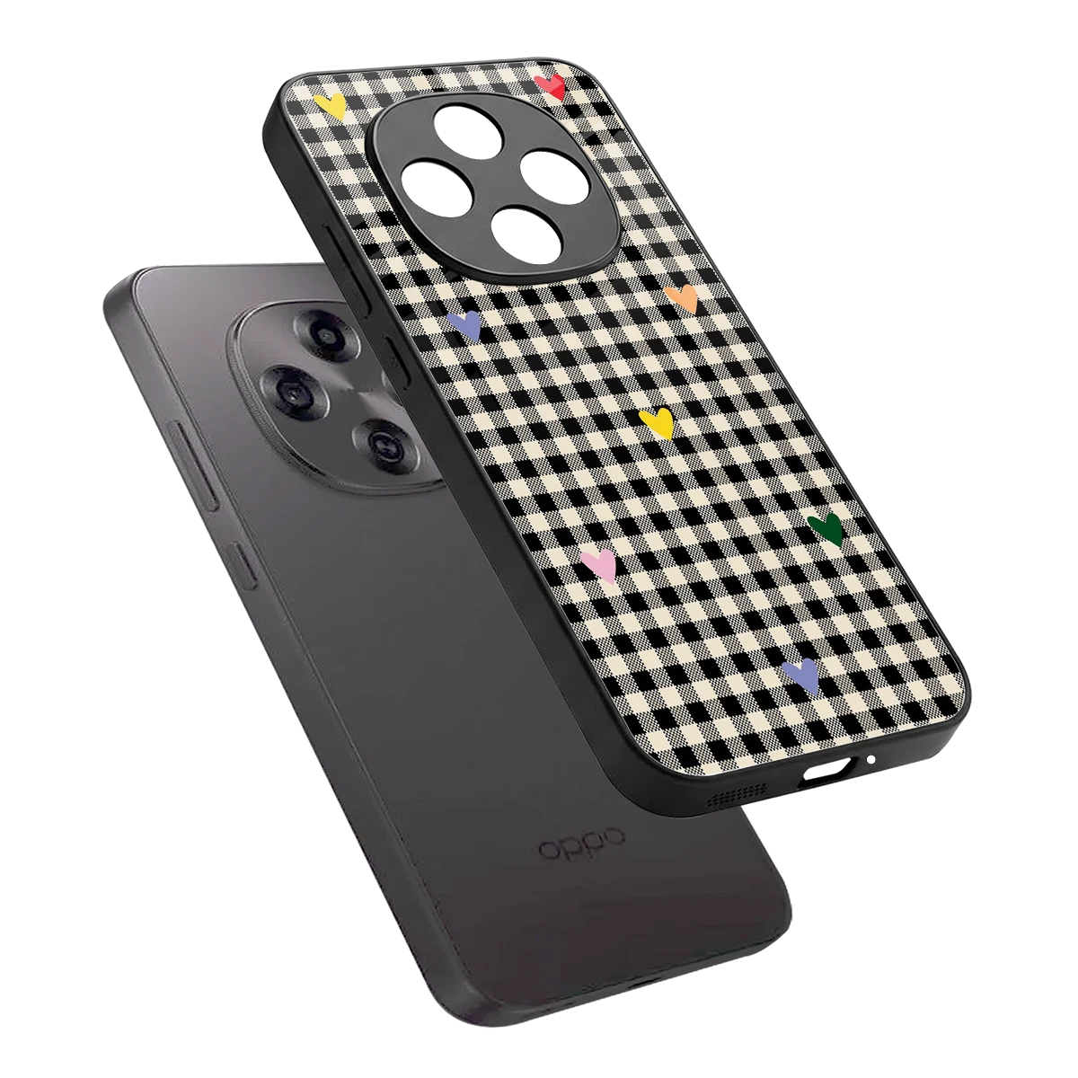 Checkered Love sleek oppo f31 pro 5g cover with tempered glass back and TPU edges