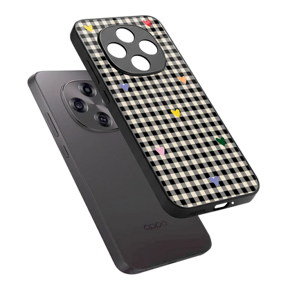Checkered Love sleek oppo f31 pro 5g cover with tempered glass back and TPU edges
