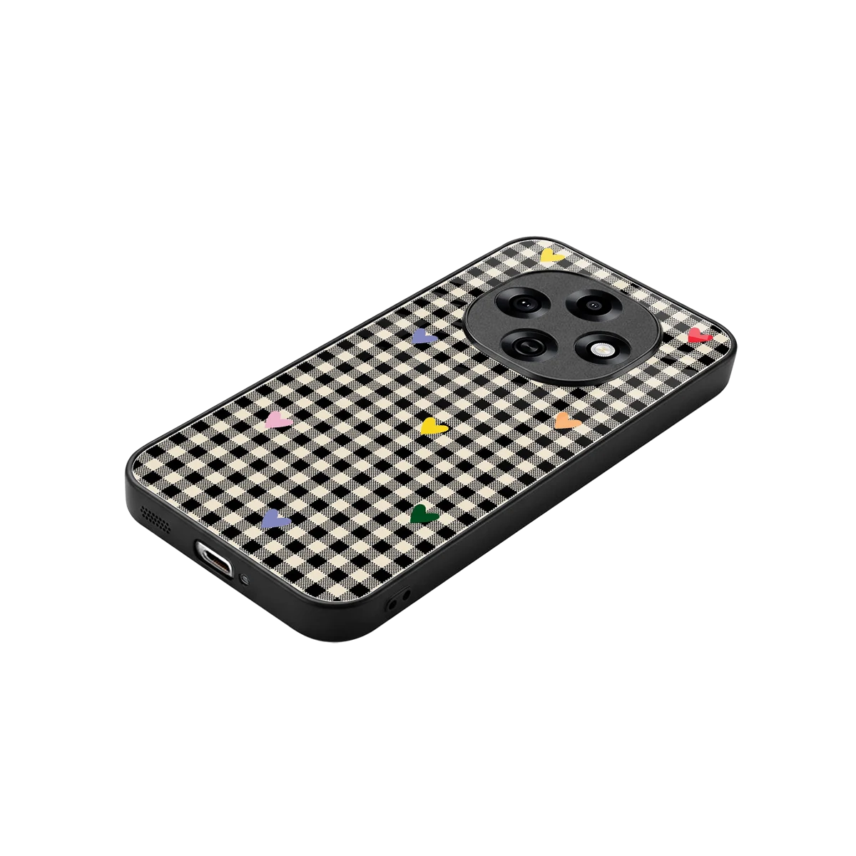 Checkered Love stylish phone case for oppo f31 pro 5g | glossy glass and slim fit