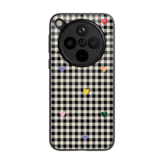 Checkered Love back phone cover | glass case for oppo find x8