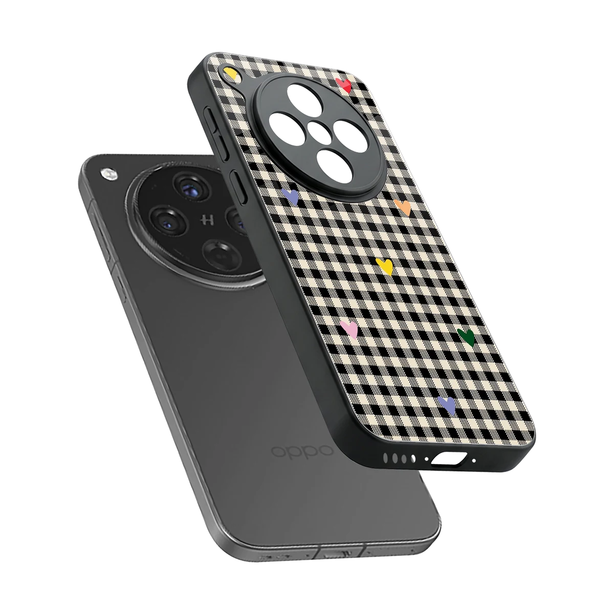 Checkered Love sleek oppo find x8 cover with tempered glass back and TPU edges