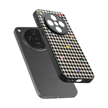 Checkered Love sleek oppo find x8 cover with tempered glass back and TPU edges