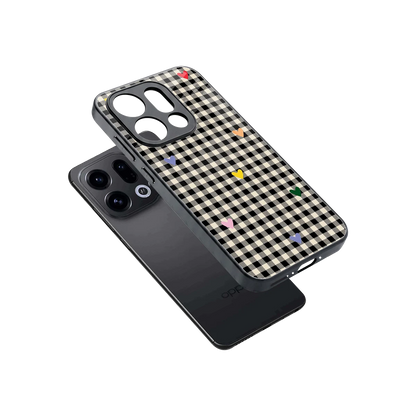 Checkered Love sleek oppo find x9 cover with tempered glass back and TPU edges