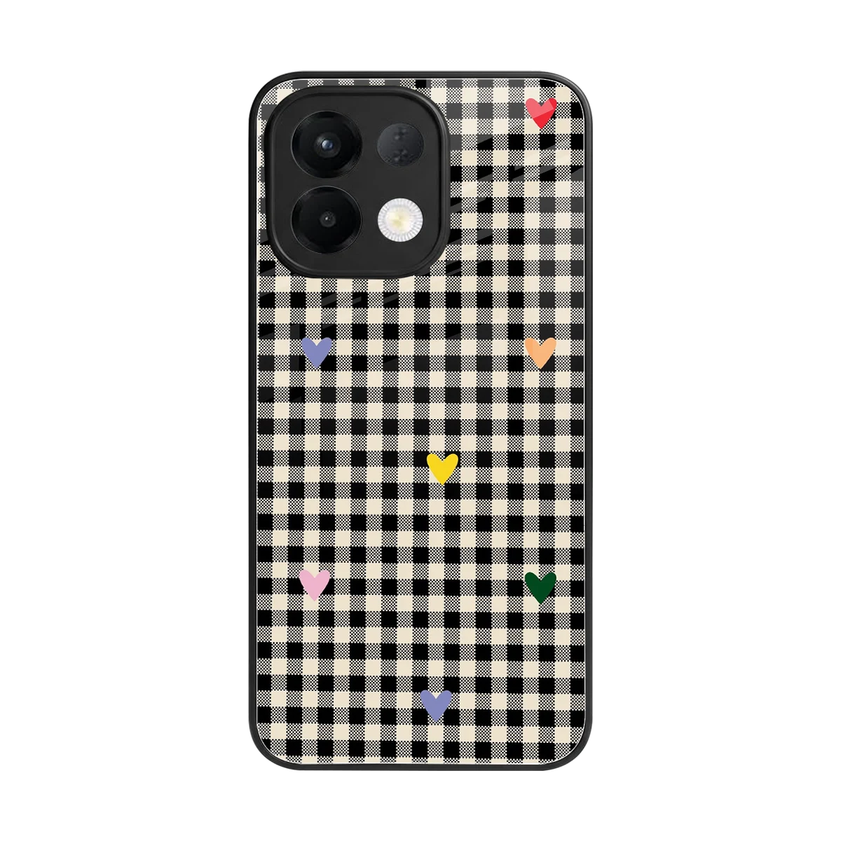 Checkered Love back phone cover | glass case for oppo k13 5g