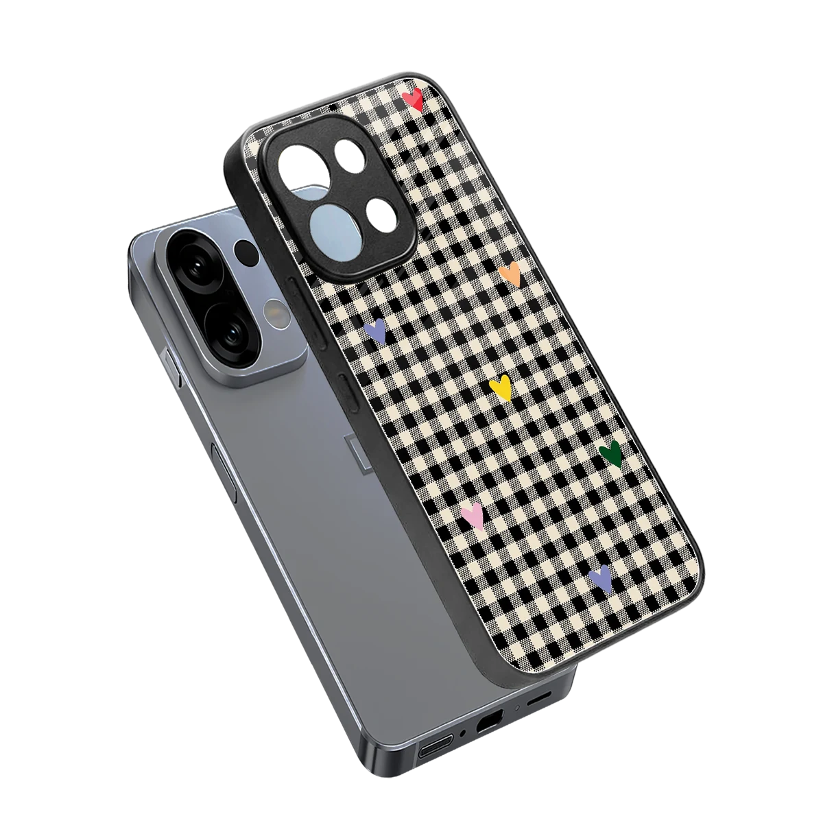 Checkered Love sleek oppo k13 5g cover with tempered glass back and TPU edges