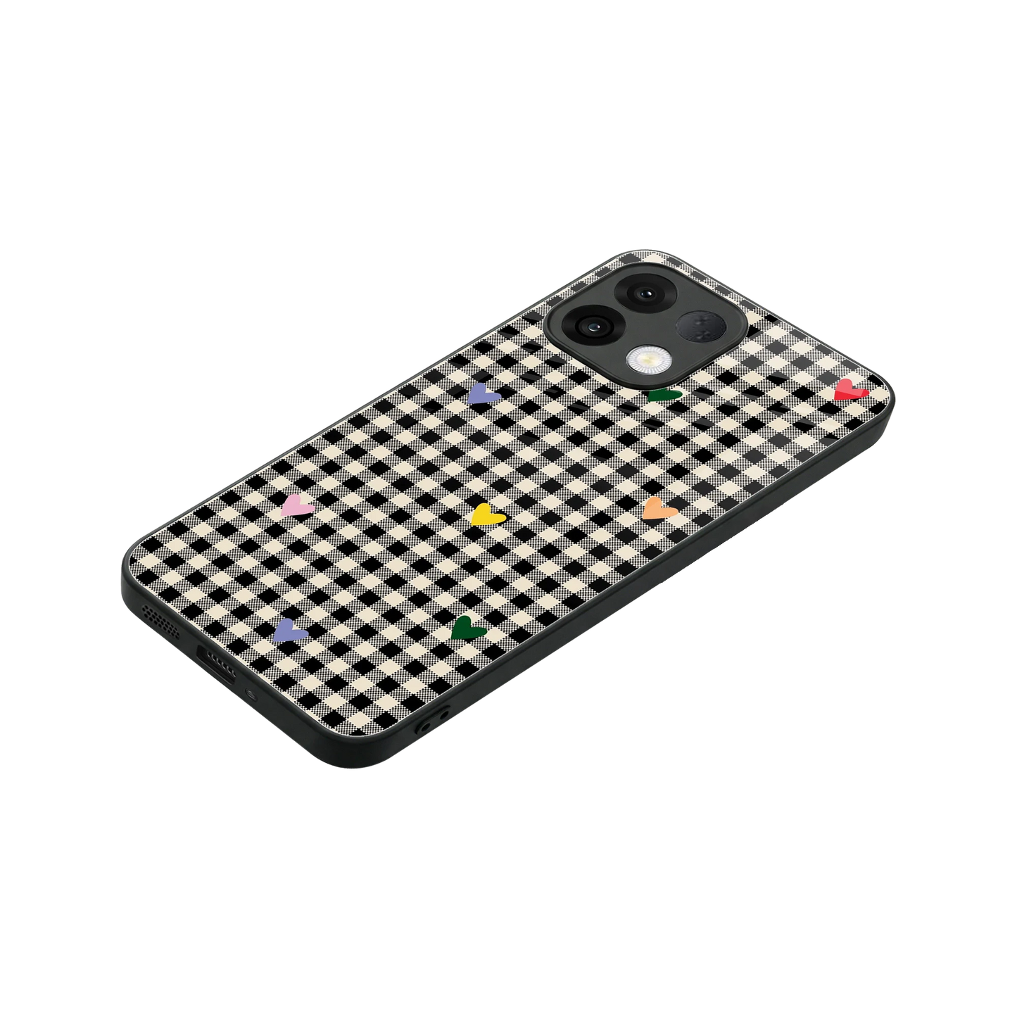 Checkered Love stylish phone case for oppo k13 5g | glossy glass and slim fit