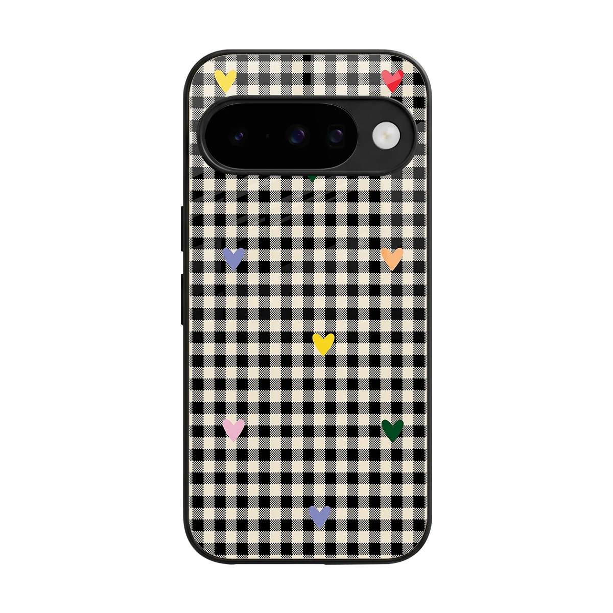 Checkered Love back phone cover | glass case for google pixel 10