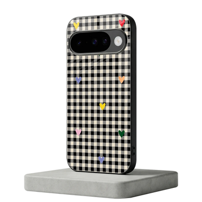 Checkered Love google pixel 10 mobile cover | shockproof glass phone case