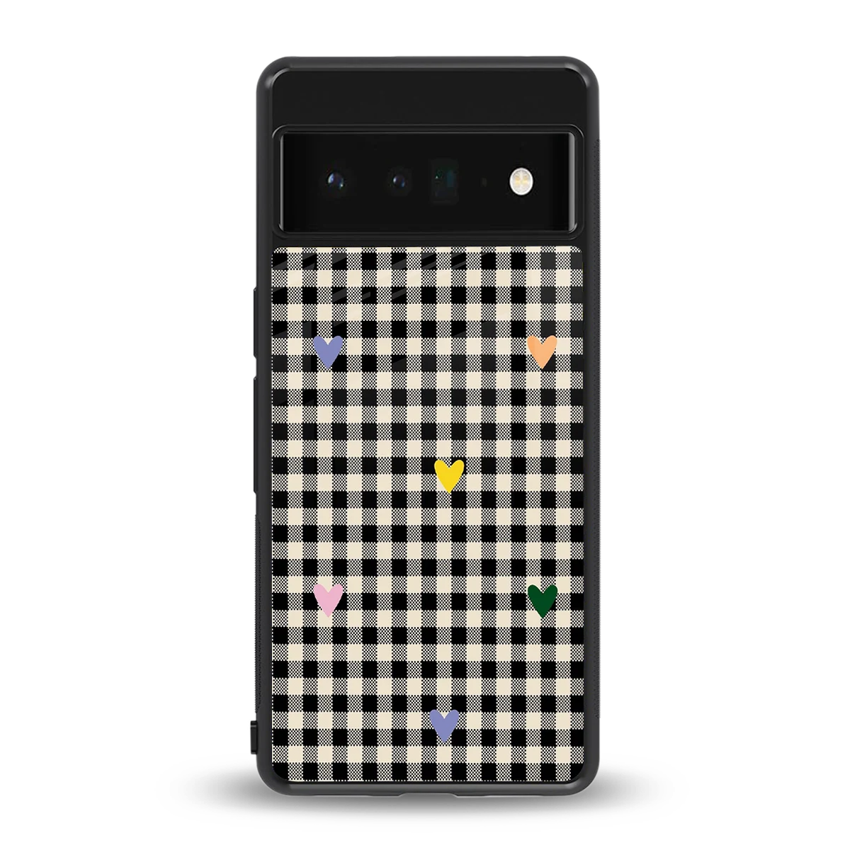 Checkered Love back phone cover | glass case for google pixel 6 pro