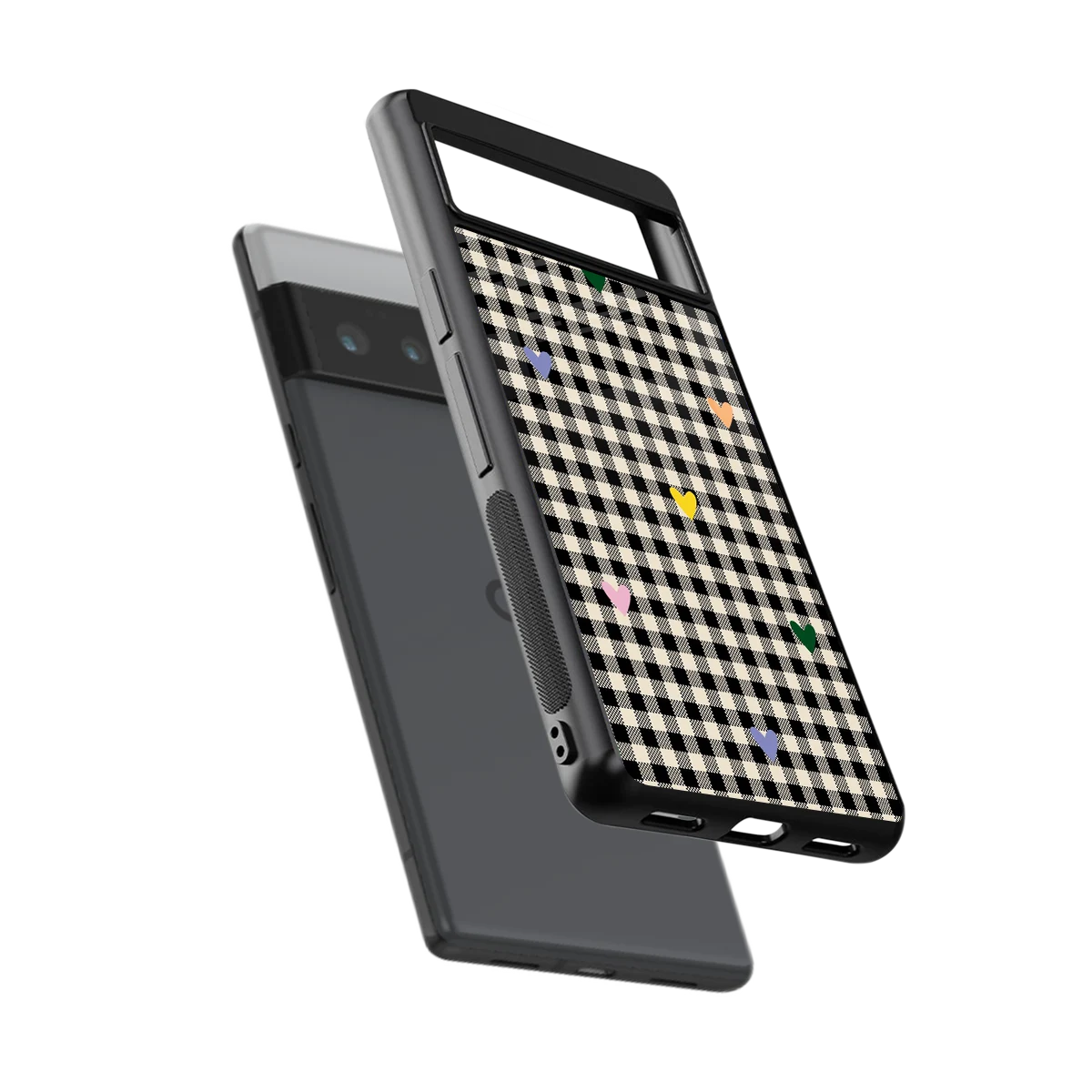 Checkered Love sleek google pixel 6 pro cover with tempered glass back and TPU edges