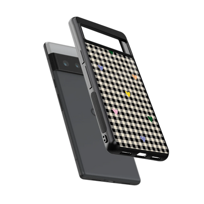 Checkered Love sleek google pixel 6 pro cover with tempered glass back and TPU edges