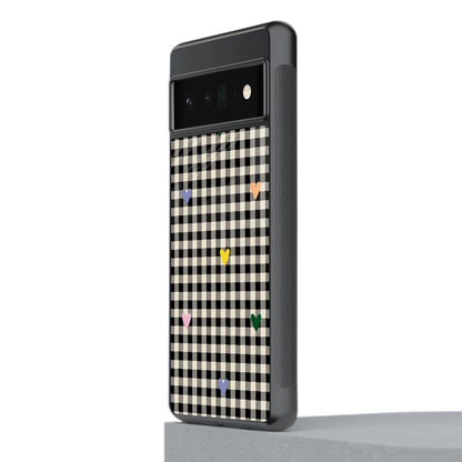 Checkered Love stylish phone case for google pixel 6 pro | glossy glass and slim fit