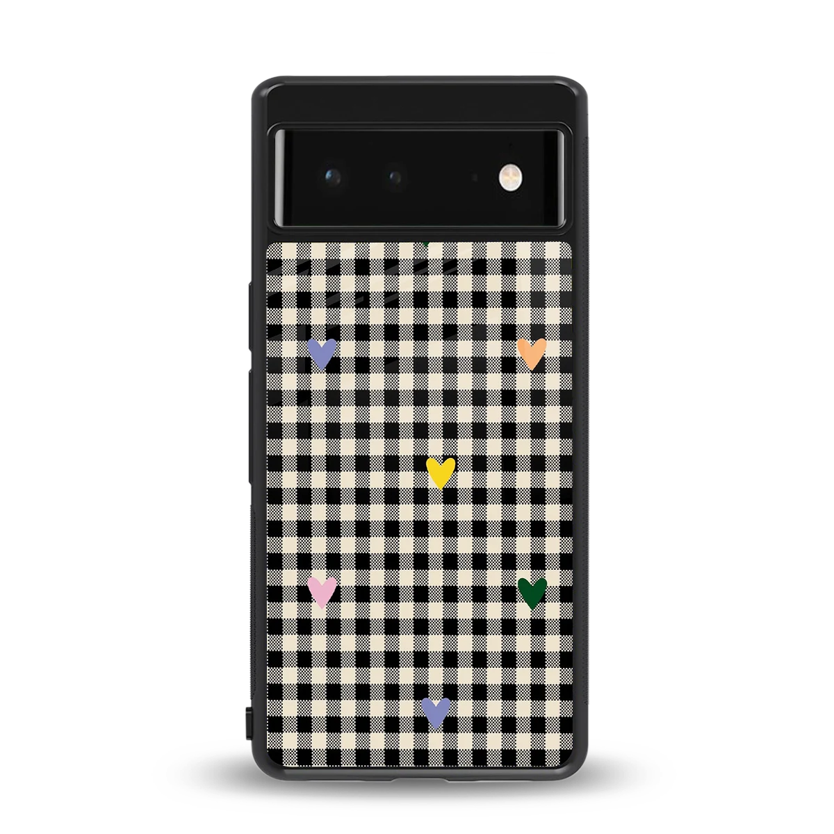 Checkered Love back phone cover | glass case for google pixel 6