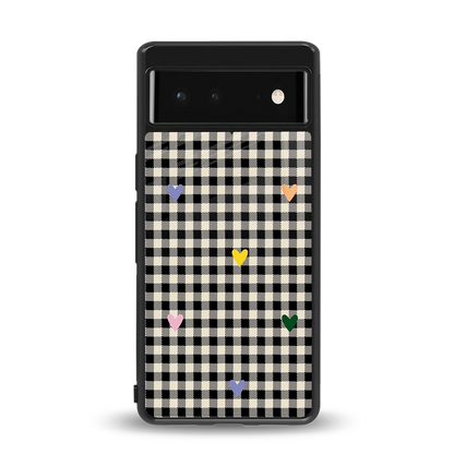 Checkered Love back phone cover | glass case for google pixel 6a