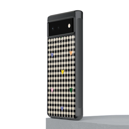Checkered Love stylish phone case for google pixel 6 | glossy glass and slim fit