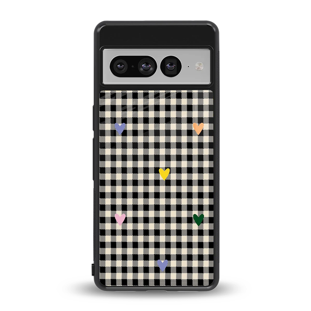Checkered Love back phone cover | glass case for google pixel 7 pro