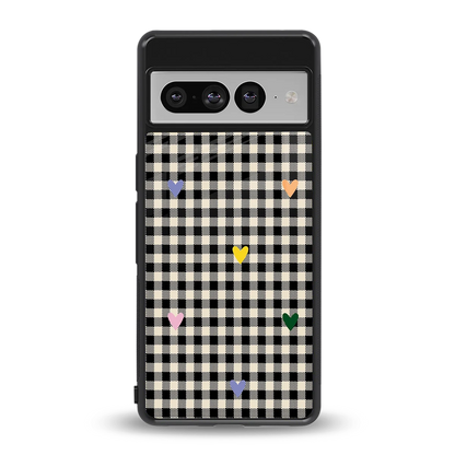 Checkered Love back phone cover | glass case for google pixel 7 pro