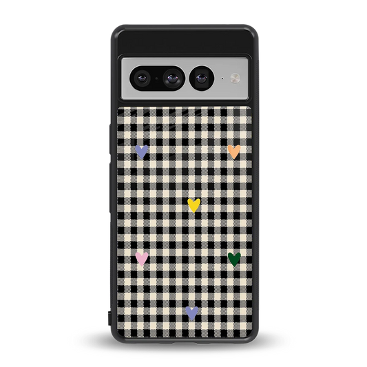 Checkered Love back phone cover | glass case for google pixel 7 pro