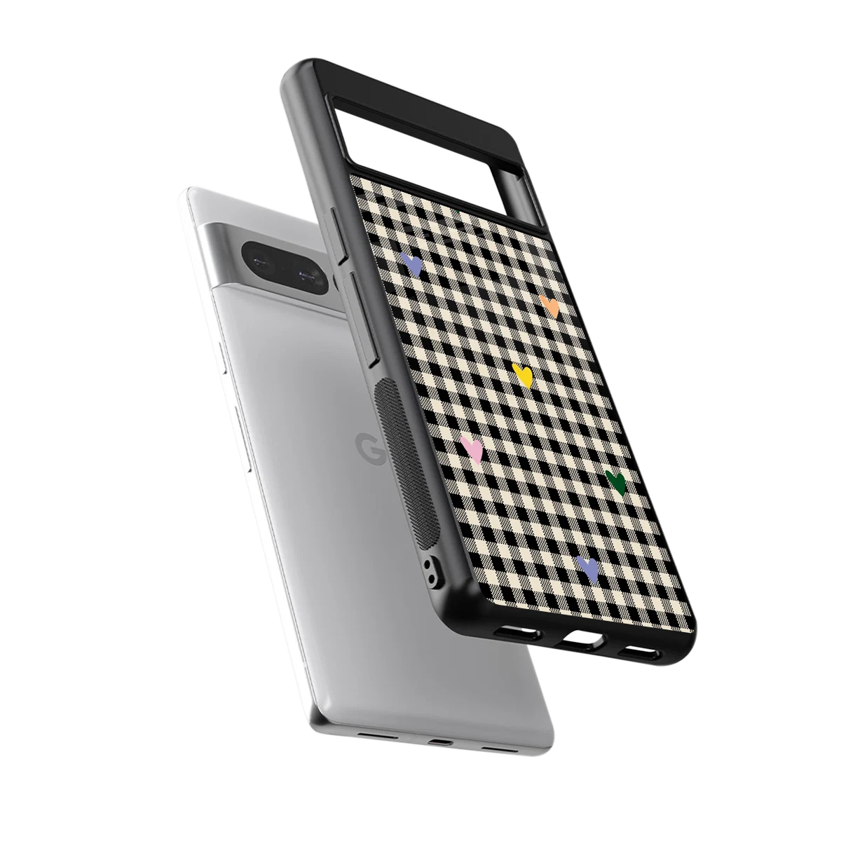 Checkered Love sleek google pixel 7 pro cover with tempered glass back and TPU edges