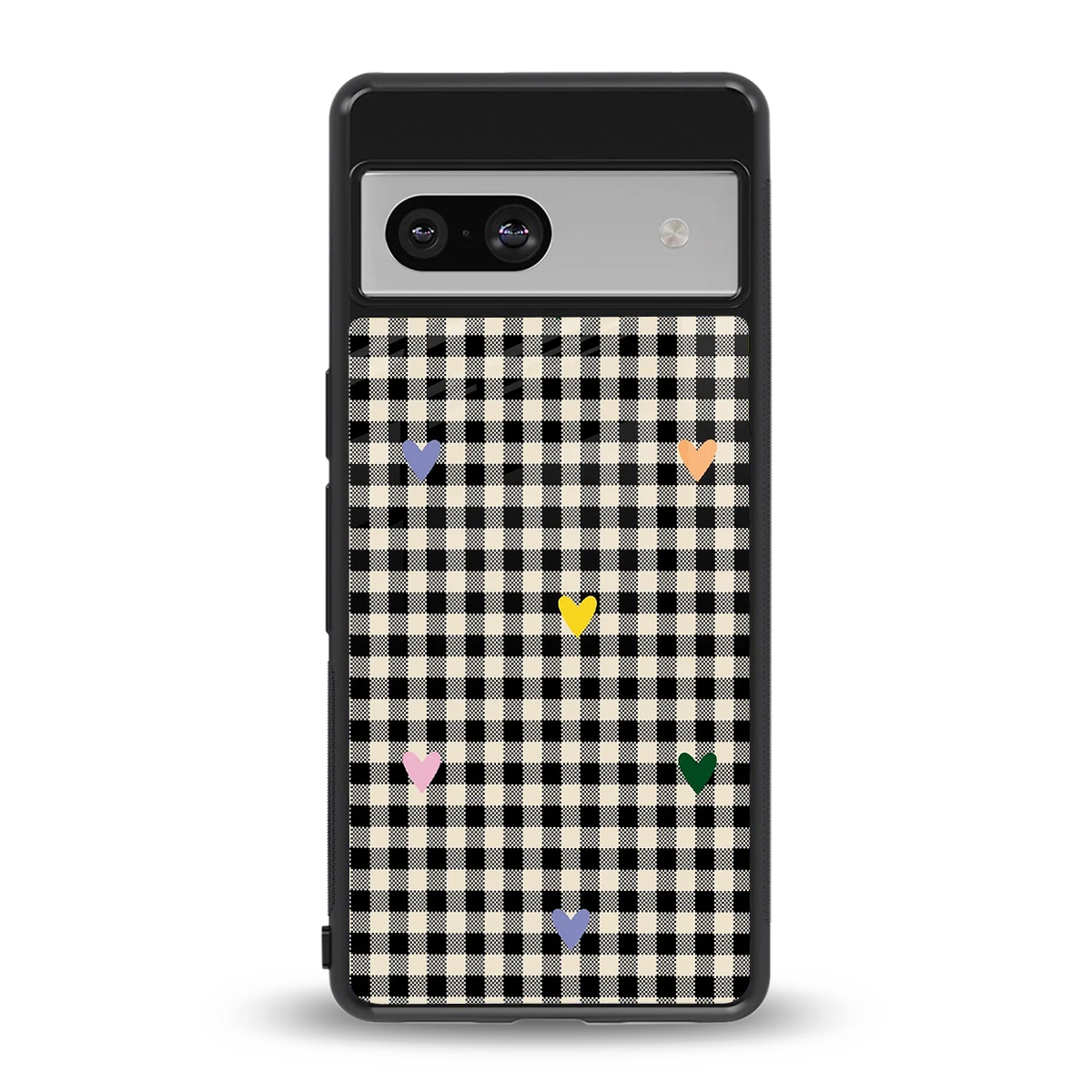 Checkered Love back phone cover | glass case for google pixel 7a