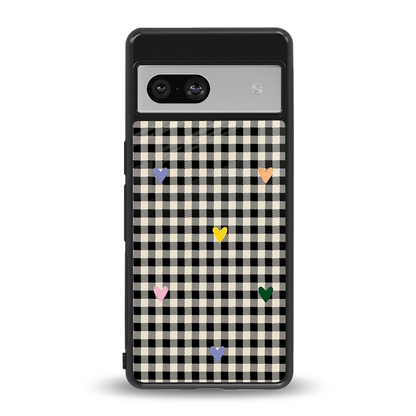 Checkered Love back phone cover | glass case for google pixel 7a