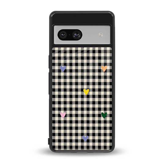 Checkered Love back phone cover | glass case for google pixel 7